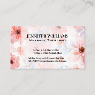 Elegant Pink Blue Flower Background Business Card