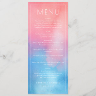 Elegant Pink Blue Gradient Wedding Menu