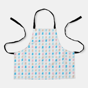 Elegant Pink Blue Monogrammed Fun Letter Pattern Apron