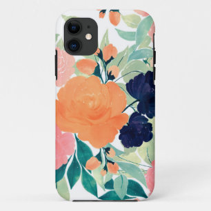 Elegant Pink Blue & Orange Floral Watercolor paint Case-Mate iPhone Case