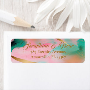 Elegant Pink & Blue Wedding Return Address