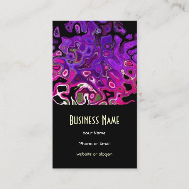 Elegant Pink, Blue, White, Black Business Card (Front)