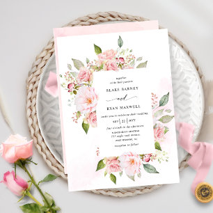 Elegant Pink, Blush and Rose Gold Floral Wedding Invitation