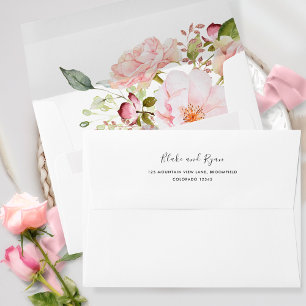 Elegant Pink, Blush and Rose Gold Wedding  Envelope