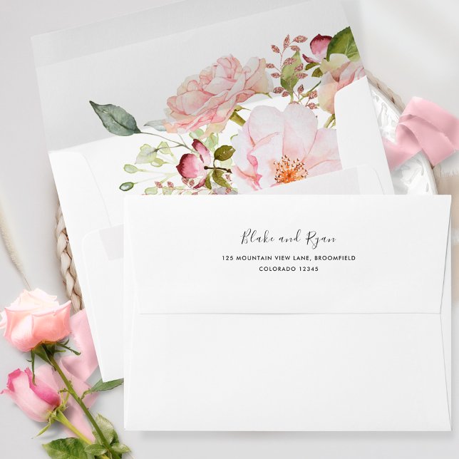 Elegant Pink, Blush and Rose Gold Wedding  Envelope (Creator Uploaded)