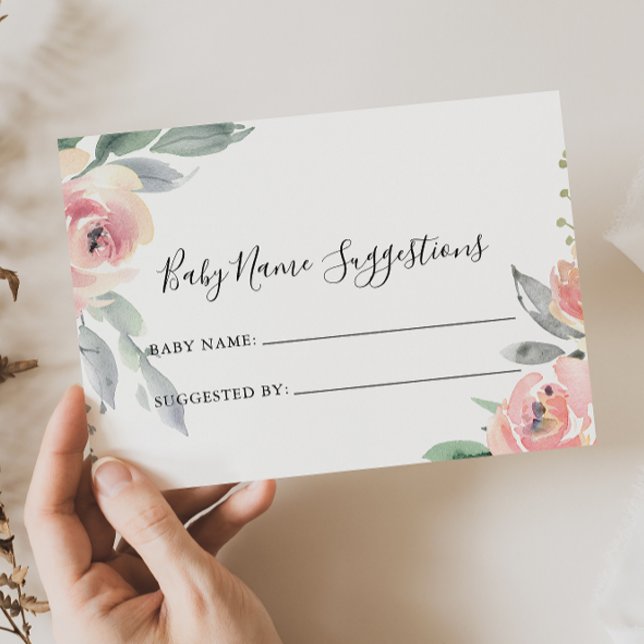 Elegant Pink Blush Baby Name Suggestions Card (Creator Uploaded)