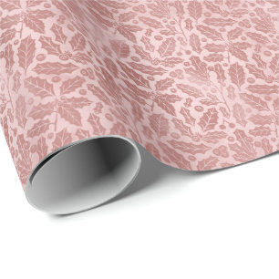 Elegant Pink Blush Botanicals   Christmas Holiday Wrapping Paper