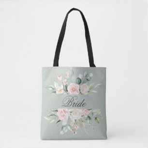 Elegant Pink Blush Bride Watercolor Script Tote Bag