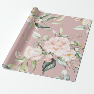 Elegant pink Blush Eucalyptus Greenery Mauve Wrapping Paper