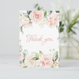 Elegant Pink Blush Floral Baby Shower Thank You Card