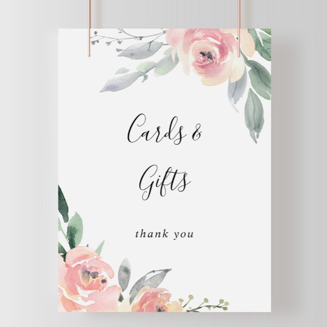 Elegant Pink Blush Floral Cards and Gifts Sign (Creator Uploaded)