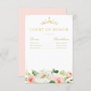 Elegant pink blush floral court of honour card