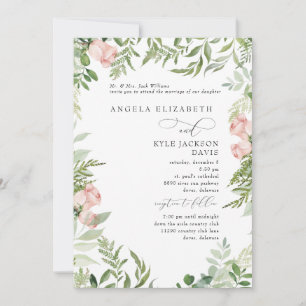 Elegant Pink/Blush Floral Eucalyptus 2 Venue Invitation