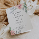 Elegant Pink Blush Floral Folded Wedding Programme<br><div class="desc">This elegant pink blush floral folded wedding program is perfect for a modern wedding. The design features hand-drawn pink blush roses and peonies with green and grey leaves,  inspiring natural beauty.

Include a quote or short message,  order of service,  wedding party and thank you message.</div>