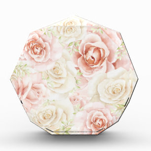 Elegant Pink Blush Floral Photo Block