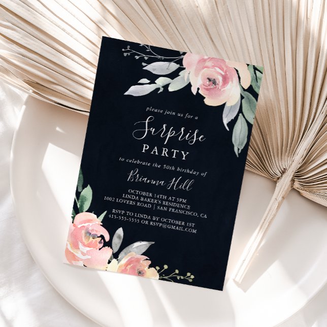 Elegant Pink Blush Floral Surprise Party Invitatio Invitation (Creator Uploaded)