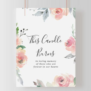 Elegant Pink Blush Floral This Candle Burns Sign