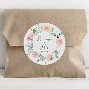 Elegant Pink Blush Floral Wedding Envelope Seals