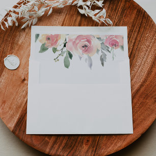 Elegant Pink Blush Floral Wedding Invitation Envelope