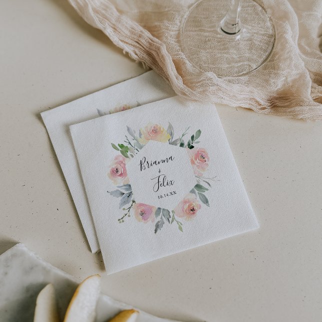 Elegant Pink Blush Floral Wedding Napkin (Creator Uploaded)