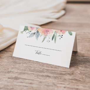 Elegant Pink Blush Floral Wedding Place Card
