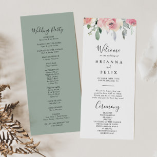 Elegant Pink Blush Floral Wedding Program Programme