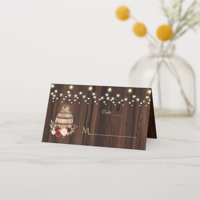 Elegant Pink Blush Flowers Gold Frame Table Number Place Card (Front)