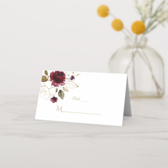 Elegant Pink Blush Flowers Gold Frame Table Number Place Card (Front)
