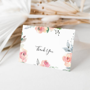 Elegant Pink Blush Folded Wedding Thank You Card