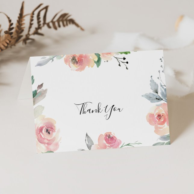 Elegant Pink Blush Folded Wedding Thank You Card (Creator Uploaded)