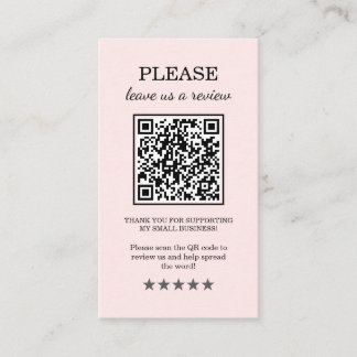 Elegant Pink Blush Leave A Review Business Card