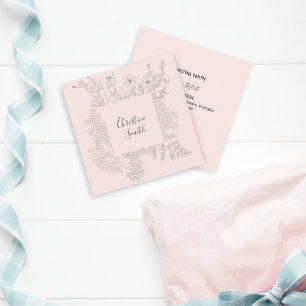 Elegant Pink Blush Minimalist Spring Floral  Squar Square Business Card