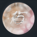 Elegant Pink Blush Quinceañera Paper Plate<br><div class="desc">An elegant design of pink blush to champagne beige blurred lights bokeh,  these Quinceañera birthday party paper plates are available in 2 sizes. Perfect for any princess' 15th birthday or any other occasion,  just change the wording to fit your event. MATCHING items in our store.</div>