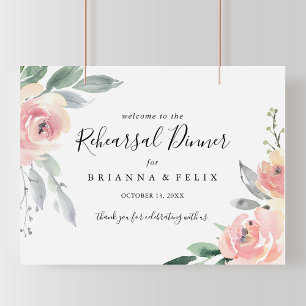 Elegant Pink Blush Rehearsal Dinner Welcome Sign