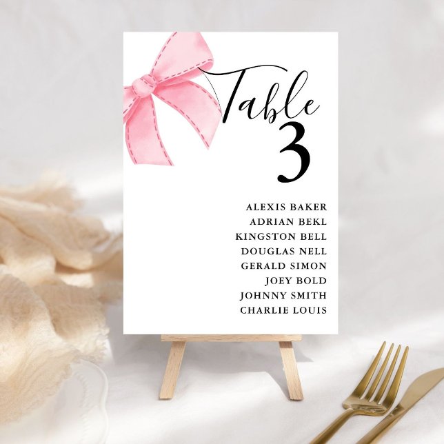 Elegant Pink Blush Ribbon Bridal shower Wedding Table Number (Creator Uploaded)