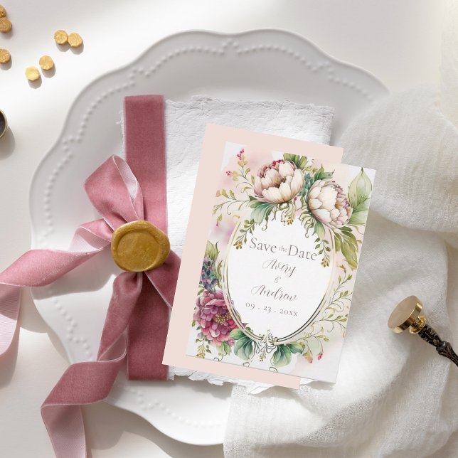 Elegant Pink Blush Romantic Rustic Save The Date (Creator Uploaded)