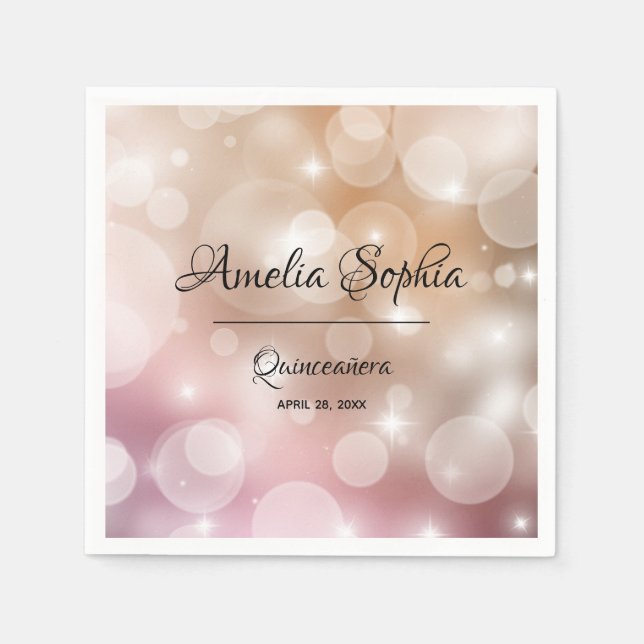 Elegant Pink Blush - Rose Gold Bokeh Napkin (Front)