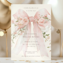 Elegant Pink Blush Roses Bow Baby Shower
