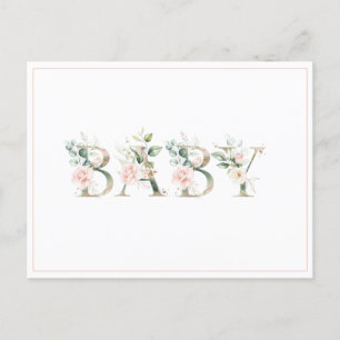 Elegant Pink Blush Watercolor Baby Shower Postcard