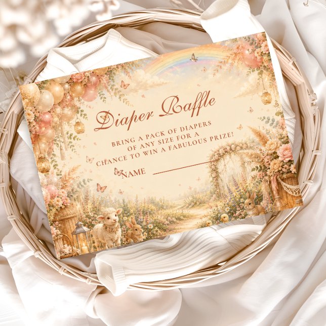 Elegant Pink Boho Diaper Raffle Enclosure Card (Creator Uploaded)