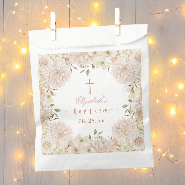 Elegant Pink Boho Floral Baptism  Favour Bags (Creator Uploaded)