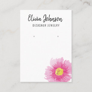 Elegant Pink Boho Floral Jewellery Earring Display Business Card