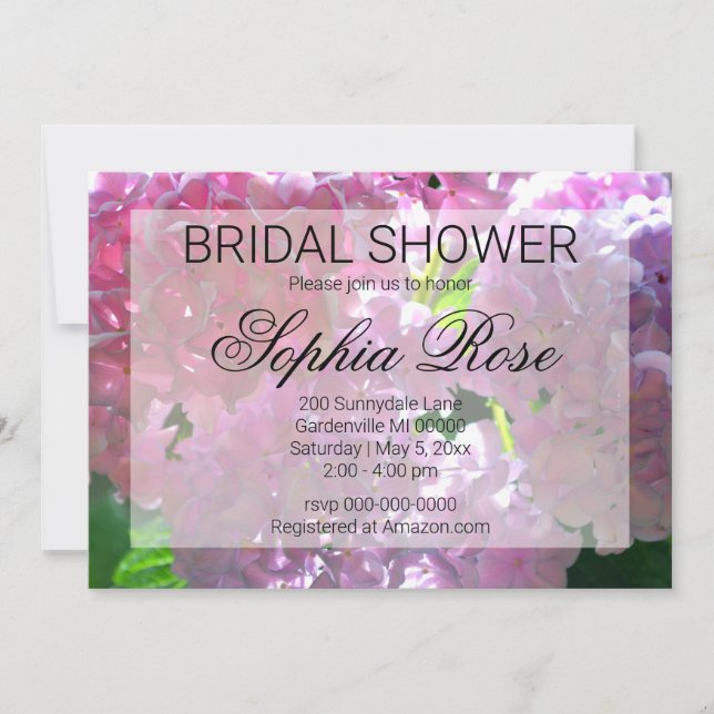 Elegant pink boho florals flowers bridal shower  invitation (Front)