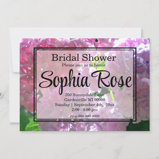 Elegant pink boho florals flowers bridal shower  invitation (Front)