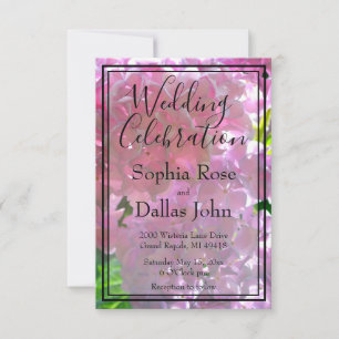 Elegant pink boho florals flowers hydrangeas invitation