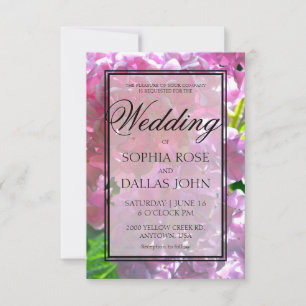 Elegant pink boho florals flowers hydrangeas invitation