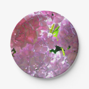 Elegant pink boho florals flowers hydrangeas paper plate
