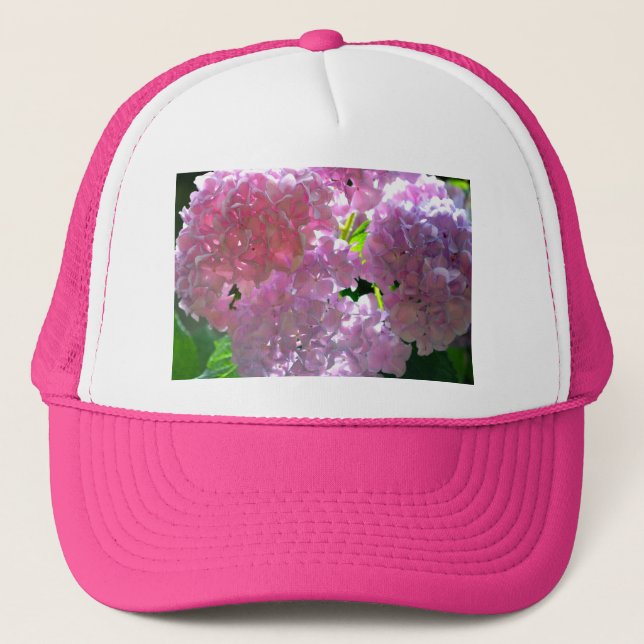 Elegant pink boho florals flowers hydrangeas trucker hat (Front)