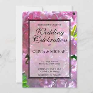 Elegant pink boho florals hydrangeas Wedding Invitation