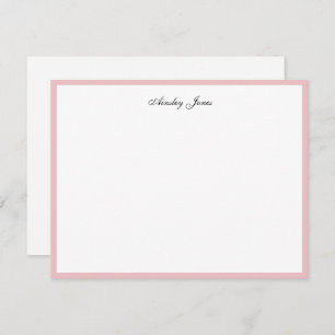Elegant Pink border personalised Thank You Card